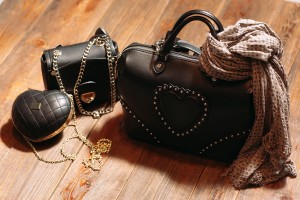 set of fashionable leather woman's bags